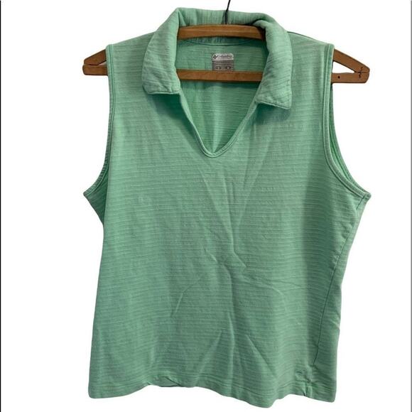 Columbia womens sea green large v-neck sleeveless collared tank top in a Sz L - Picture 1 of 6